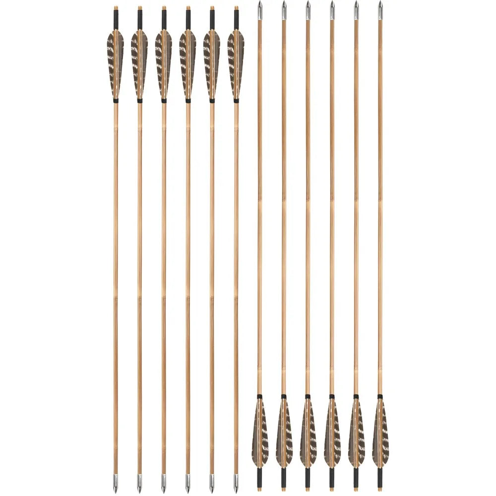 12 X Bamboo Archery Arrows 5" Feather Longbow Recurve Bow Hunting Shooting Shaft Diameter 8mm 5" waterdrop snow spot feather