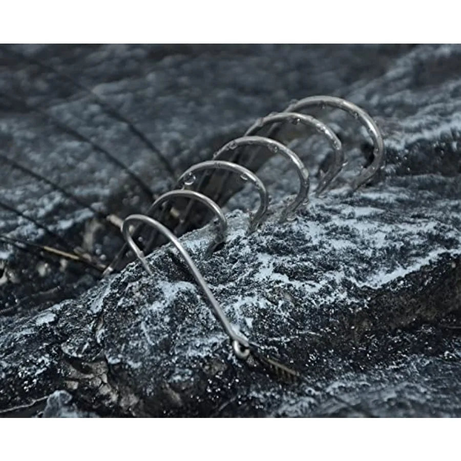 Saltwater fishing hook rigs for surf fishing, steel leaders with long shank O'Shaughnessy forged hooks, black leader wire