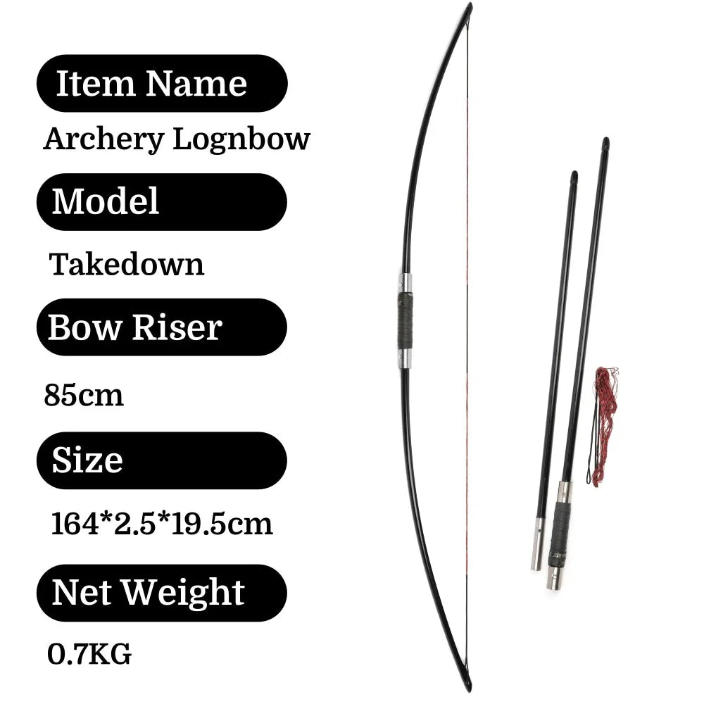 Hunting Takedown English Longbow Arrow Set 64.5'' Bow 60/65/70Ibs for Adults Archery Shooting Target RH LH Outdoor Sports