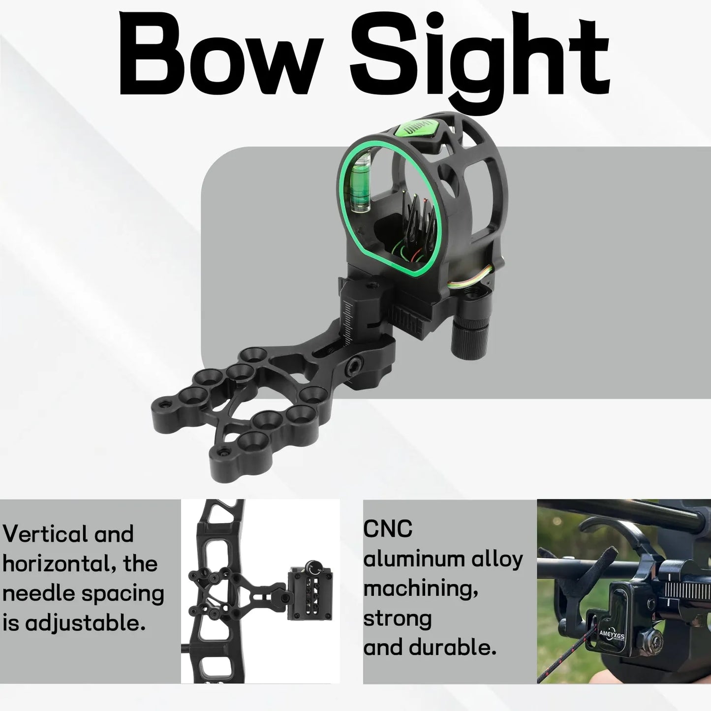 Archery Bow Sight 5 Pins Aluminum Alloy Left Right Hand Adjustable Compound Recurve Bow Sight for Bow and Arrow Accessories