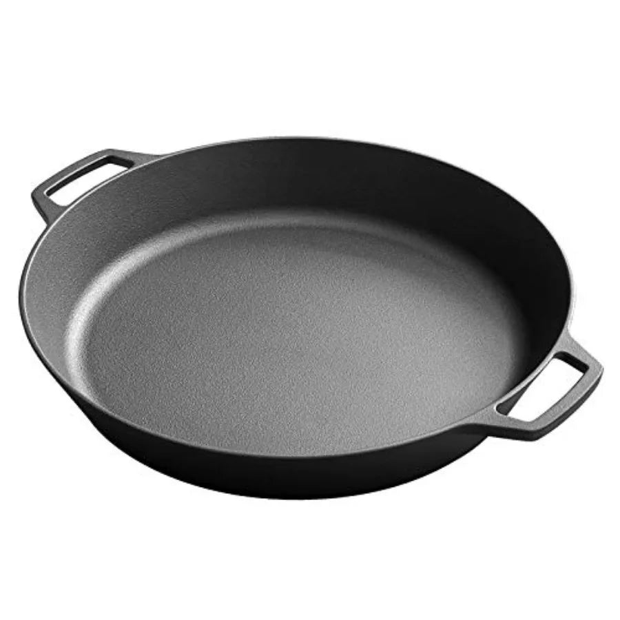 Pre-Seasoned Large Cast Iron Skillet 17 Inch Dual Handle Outdoor Camping Frying Pan Pizza Pan Use for Grill Stovetop Induction