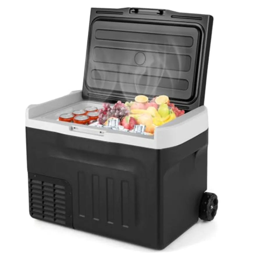 Portable 32-quart Car Refrigerator Black 12/24V DC 100-240V AC Electric Cooler Freezer with Adjustable Temp Range -468 and Divi
