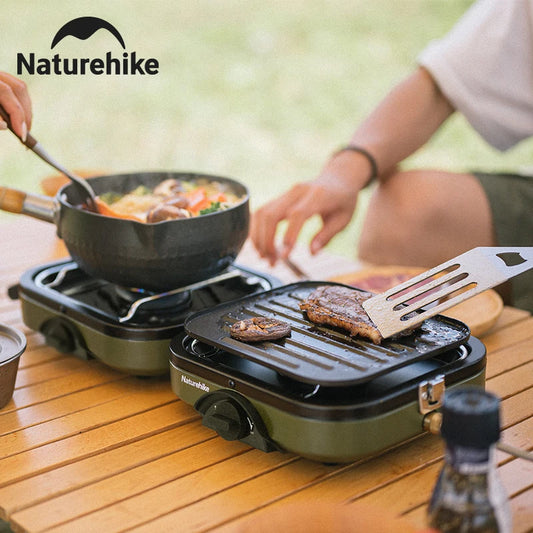 Naturehike Camping Stove Double Burner Portable High Firepower Folding Camp Gas Burner Outdoor Bbq Cooking Set Picnic Gas Stove