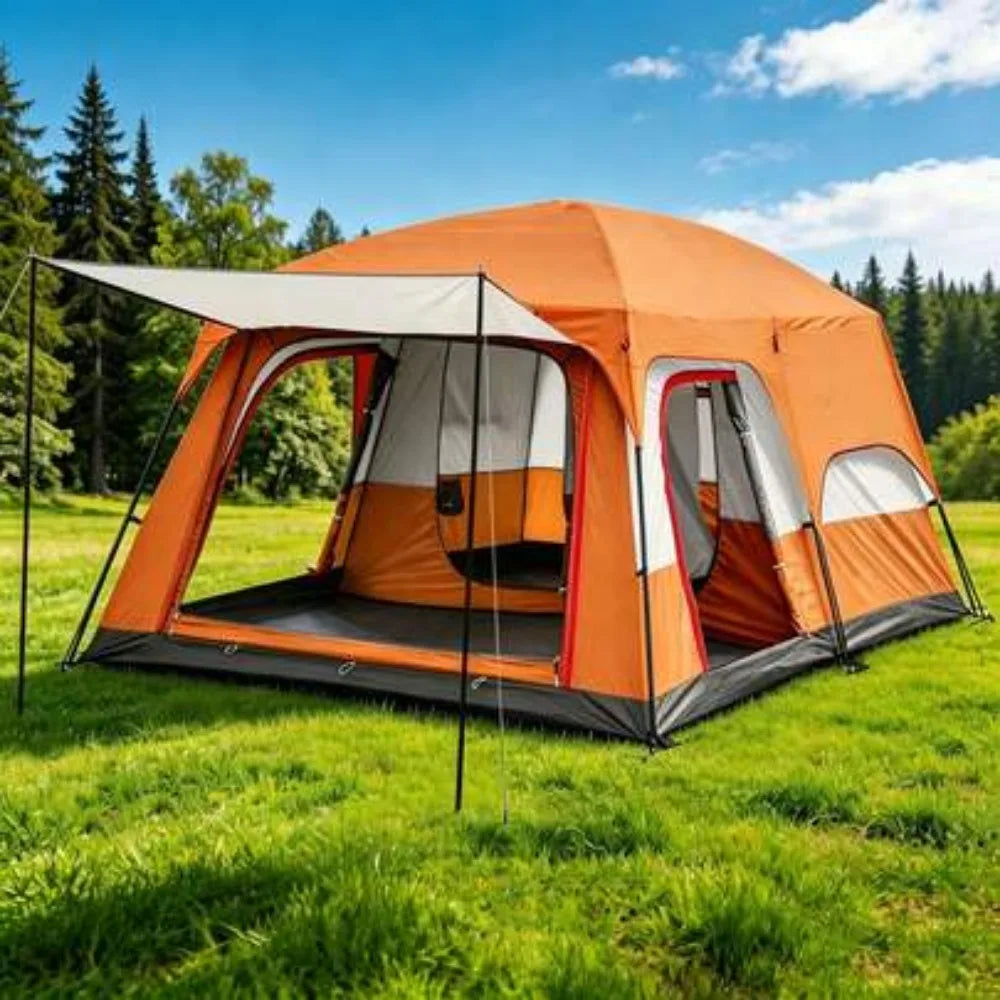Large 4 To 12 Person Camping Tent Rainproof Breathable Foldable Shelter Easy Setup For Outdoor Adventures Travel