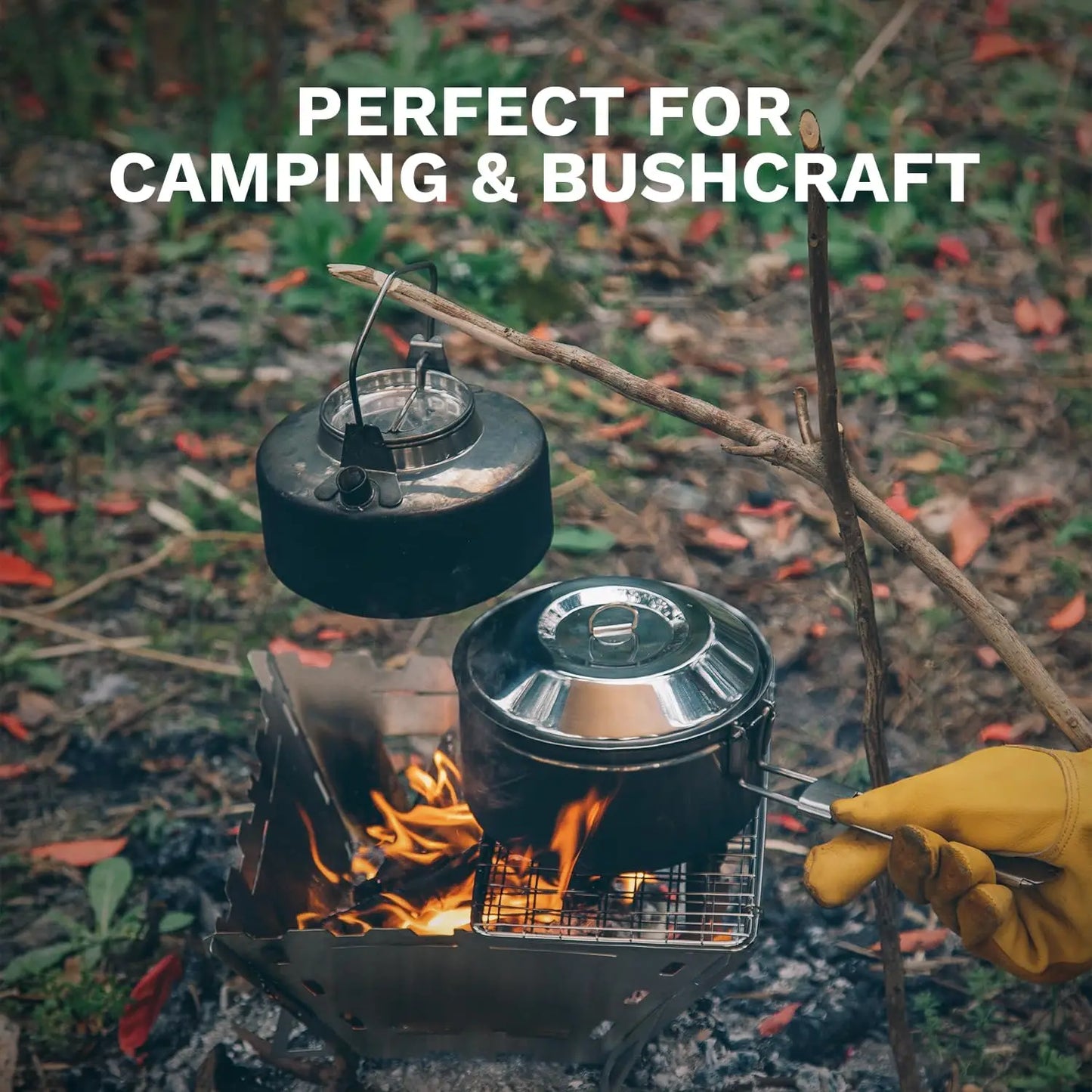 Compact Stainless Steel Camping Cookware Set - Kettle & Pot for Bushcraft, Hiking, and Outdoor Cooking