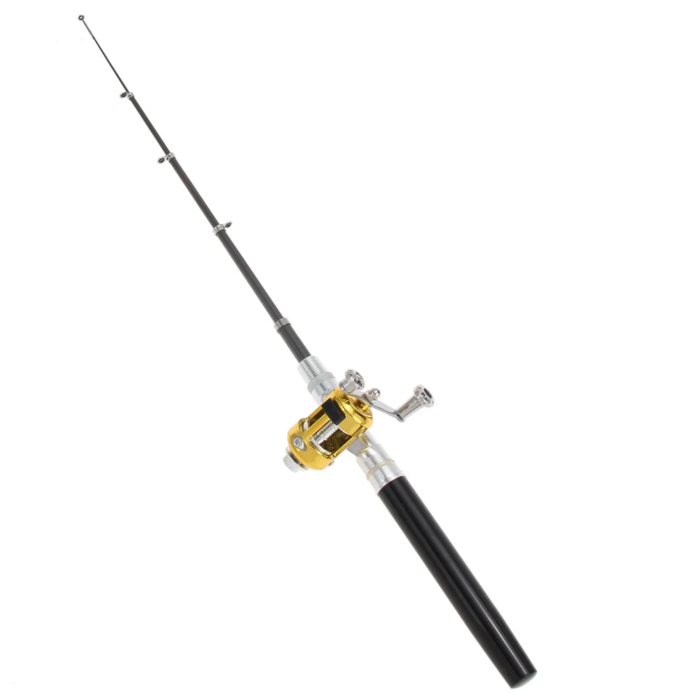 Fishing Rod Reel Combo Set Mini Telescopic Pocket Pen Fishing Rod Pole Pen Fishing Pole Kit for Outdoor River Lake Fishing