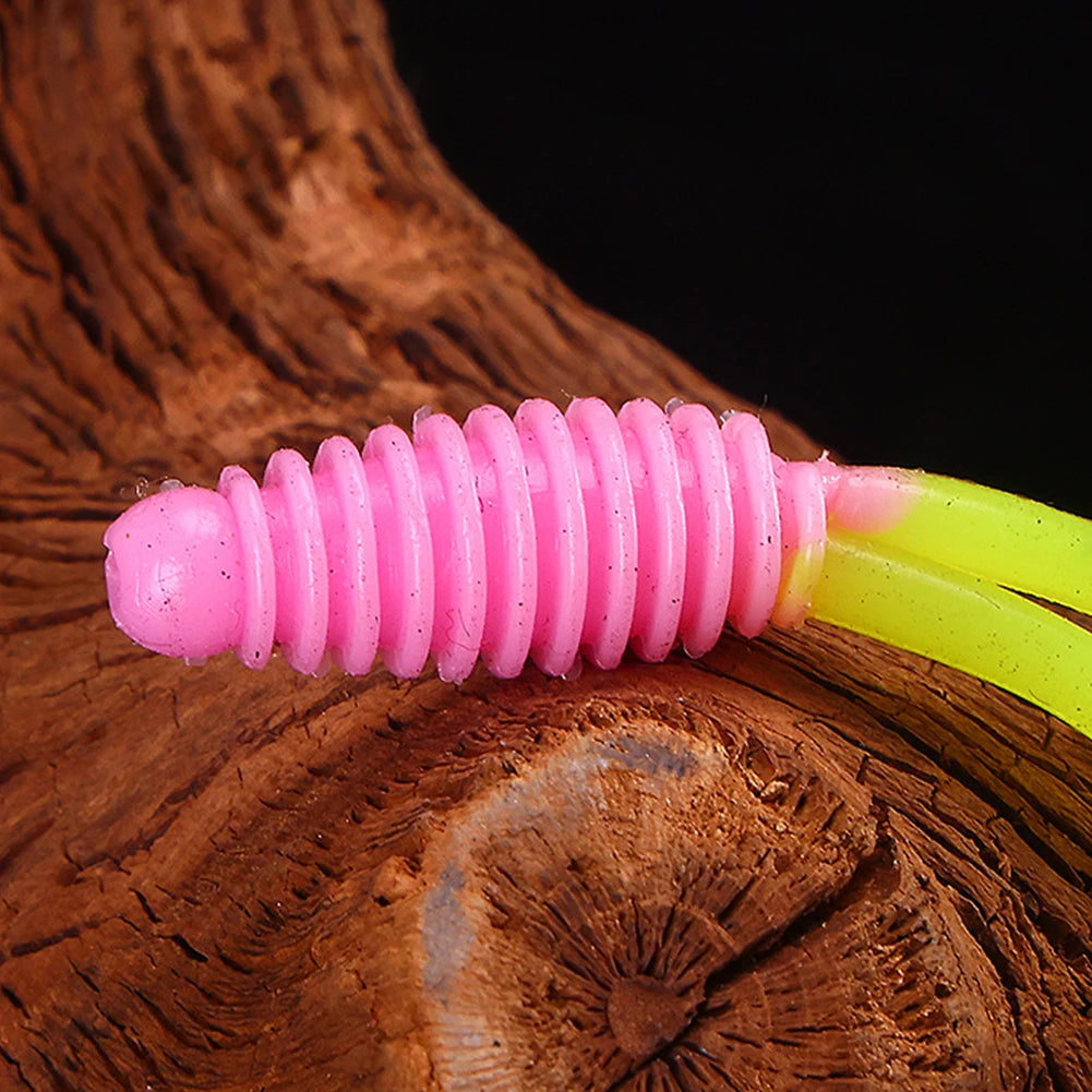 30pcs Soft Fishing Lures 50mm 1.2g Artificial Bait Two-Tail Shaped Swimbaits Wobbler Soft Bait for Trout Bass Crappie