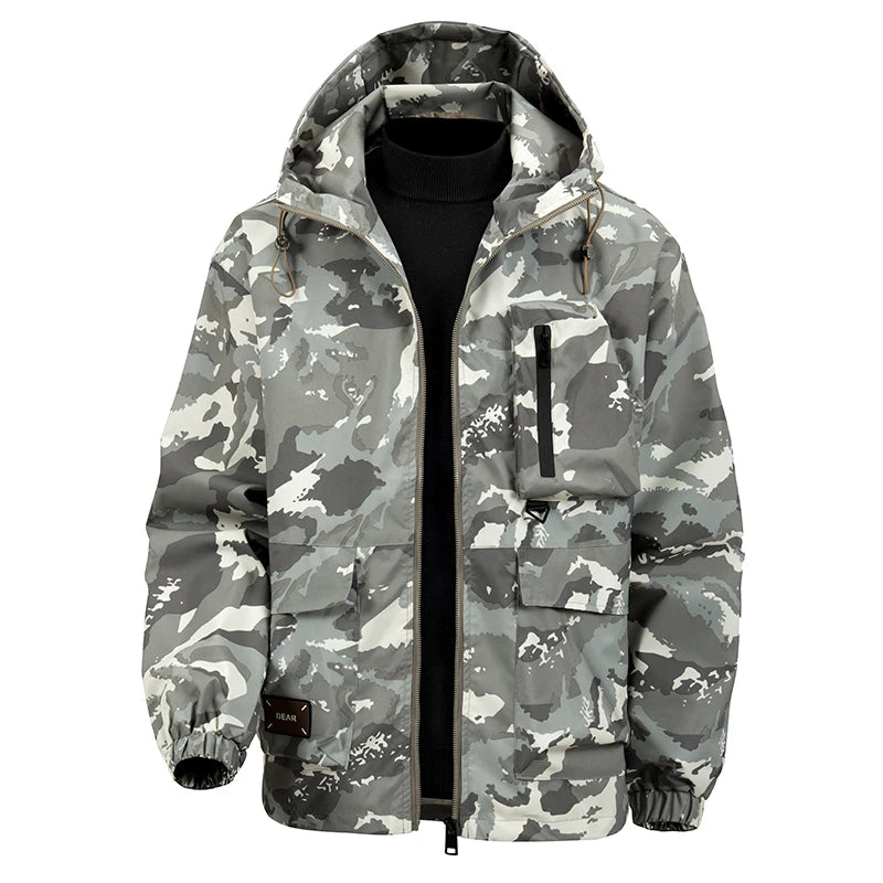 New Spring Autumn Jackets Men's Hooded Camouflage Jacket Fashion Waterproof Jacket Loose Mens Jackets Men's Tactical Jacket