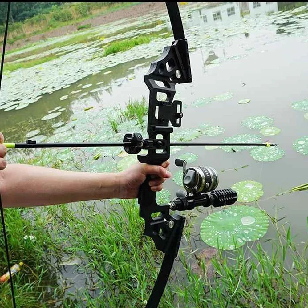 Archery Bowfishing Set 40 Pound Recurve Straight Bow Matching Solid Fiberglass Fish Arrows Equipped with Fishing Reel Full Accessory Kit for Adult Outdoor Water Fishing Hunting Practice Equipment