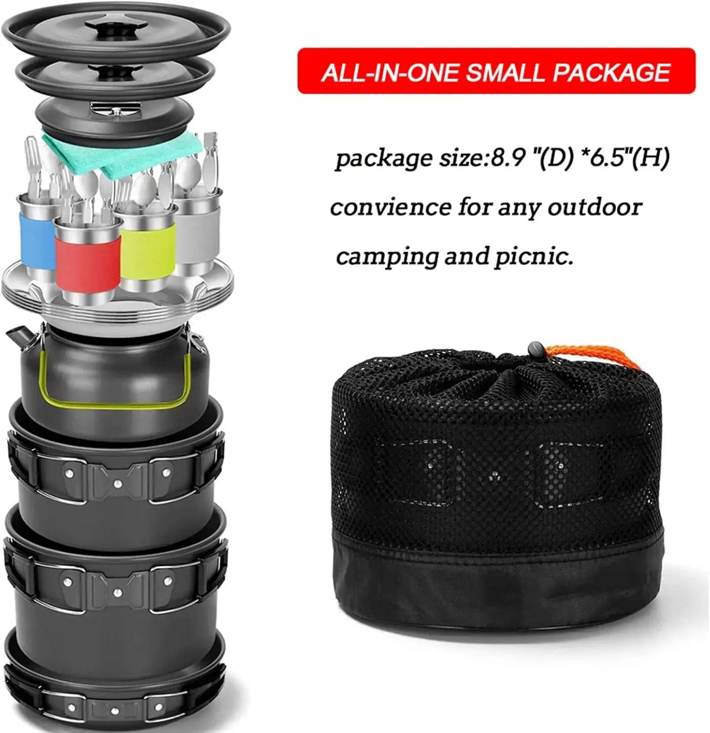 [Hot Deal, Limited Time Offer!]27PCs Outdoor Camping Cookware Kit Portable Cooking Set Non-Stick Tableware with Foldable Spoon F