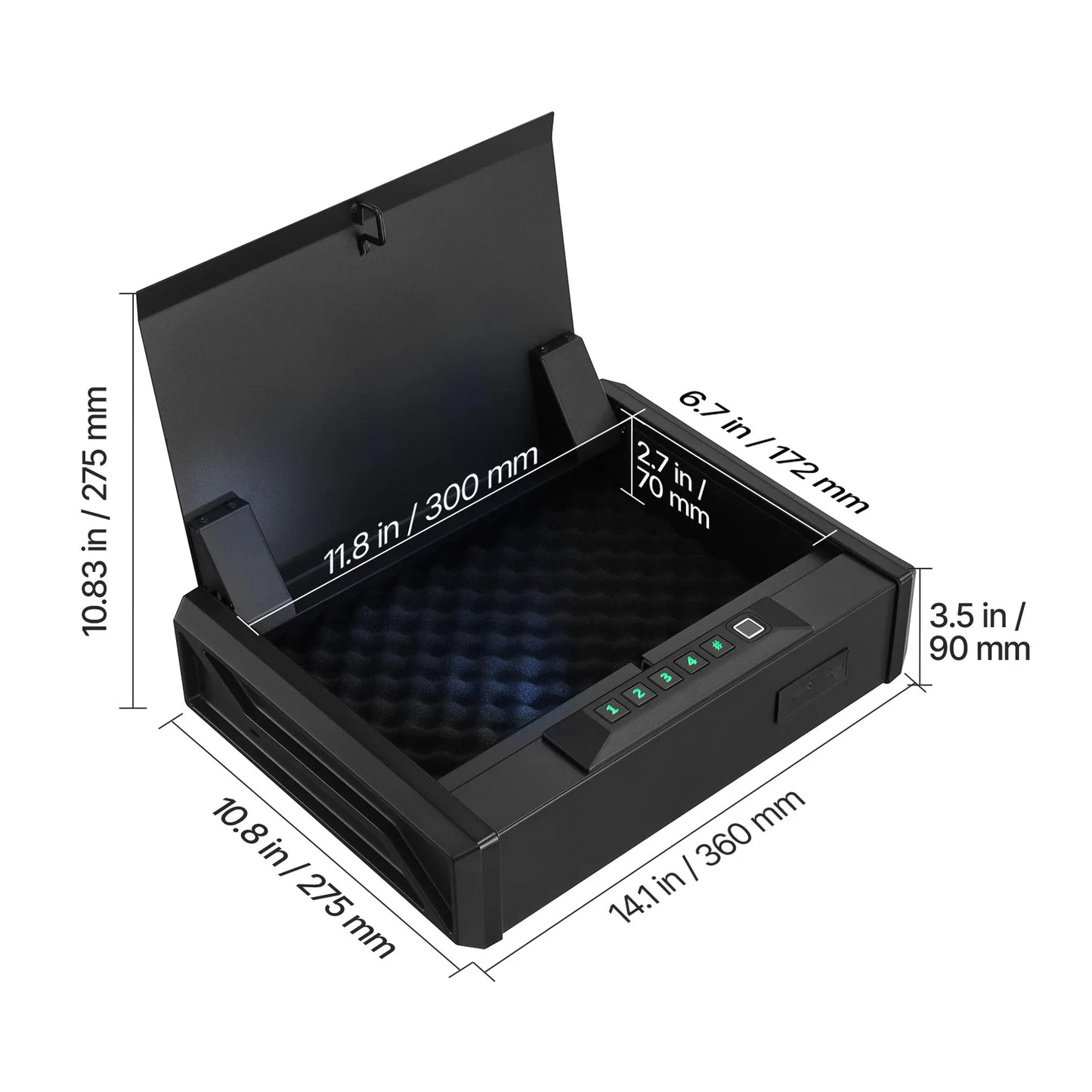 SucceBuy Gun Safe Slider Handgun Safe Fingerprint/Password/Key 3-Way Quick Access Case Box with LED for Nightstand Bedside Desk