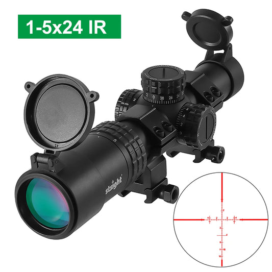 1-5x24 LPVO Tactical Scope SFP Rifle Scope Illuminated Reticle Optics Hunting Scope with 11/20mm Picatinny Rail