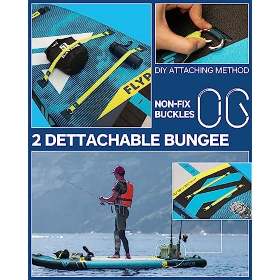 10'8/11'x35'' Extra Wide Inflatable SUP Paddle Board for Fishing Family Use 430lb Ccity Black with Camera Mount Shoulder Strap