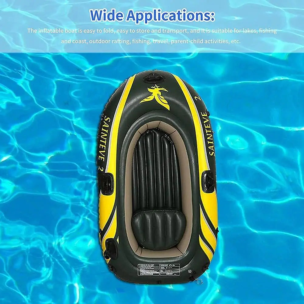 Durable 2-Person Inflatable Boat Set, Portable Reinforced Floating Mats, and Durable Rubber Dinghies for Fishing and Recreation