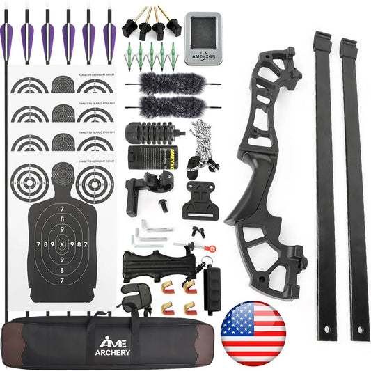 Right Hand Straight Pull Bow Set 40lbs with Quick Takedown Assembly Lightweight Durable Construction for Easy Transport Ideal for Outdoor Survival Hunting and Camping Adventures
