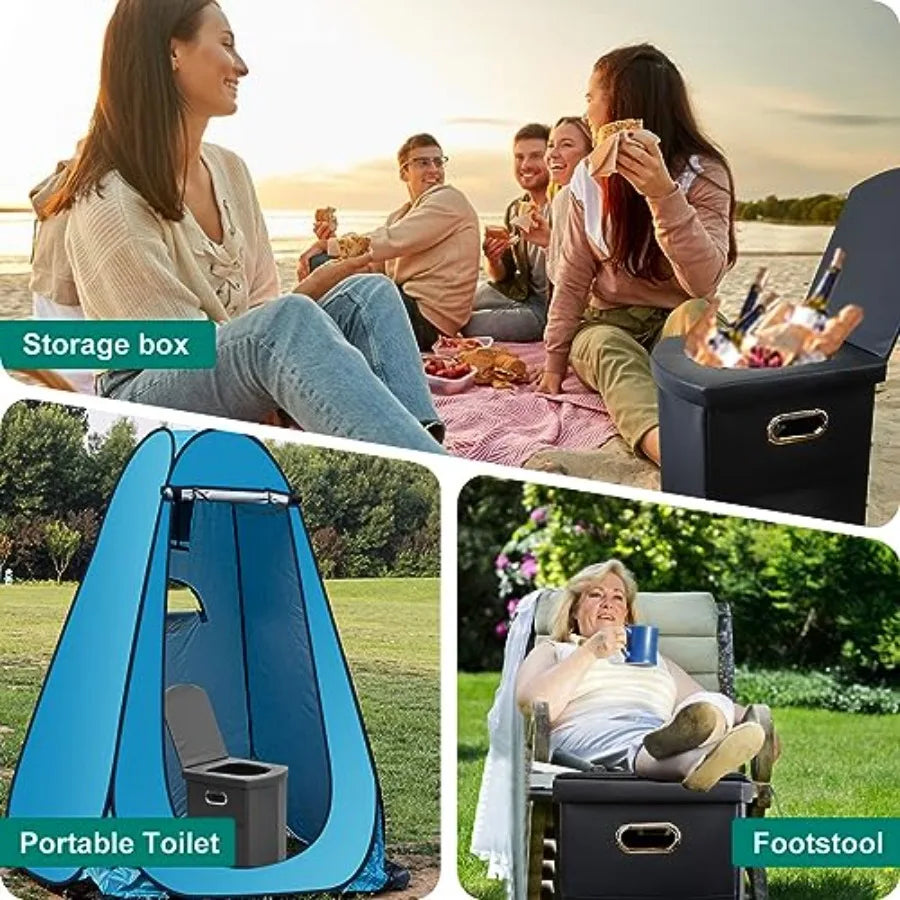 Upgrade XL Portable Toilet for Adults Extra Large Portable Travel Floding Toilet Camping Tall Toilets with Lid for Adults and C