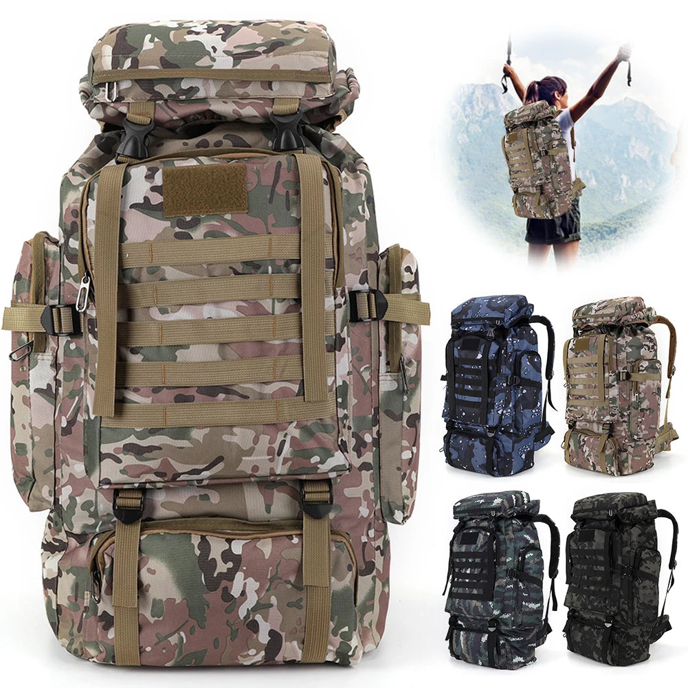 80L Mountaineering Backpack 600D Oxford Cloth Climbing Backpack Multiple Pockets Mountain Climbing Rucksack for Outdoor Sports