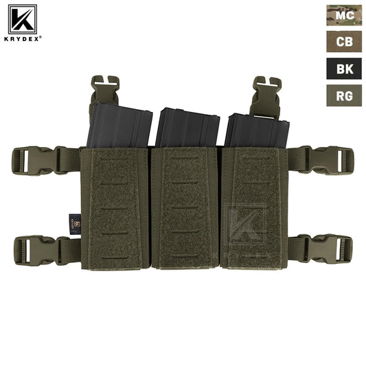 KRYDEX Tactical MOLLE Placard 5.56 Triple Magazine Pouch Front Panel Retention Insert Holder For Chest Rig Plate Carrier Vest