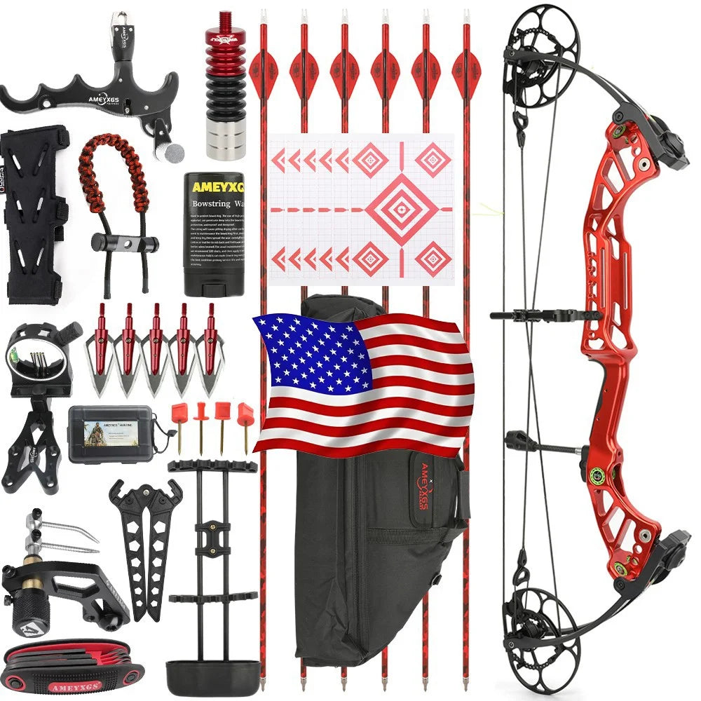 Compound Bow with Arrow Set 40-75lbs 29" Axle-Axle CNC Machining 350FPS 85% Let-off for Archery Hunting Shooting Target Practice Competition Accessories