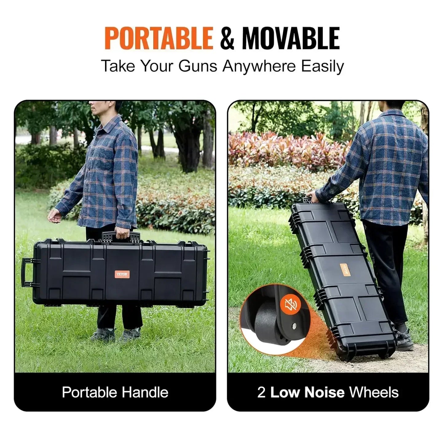 Rifle Hard Case with 3 Layers Fully-protective Foams, 42 inch Lockable Hard Gun Case with Wheels, IP67 Waterproof & Cru（Hot）