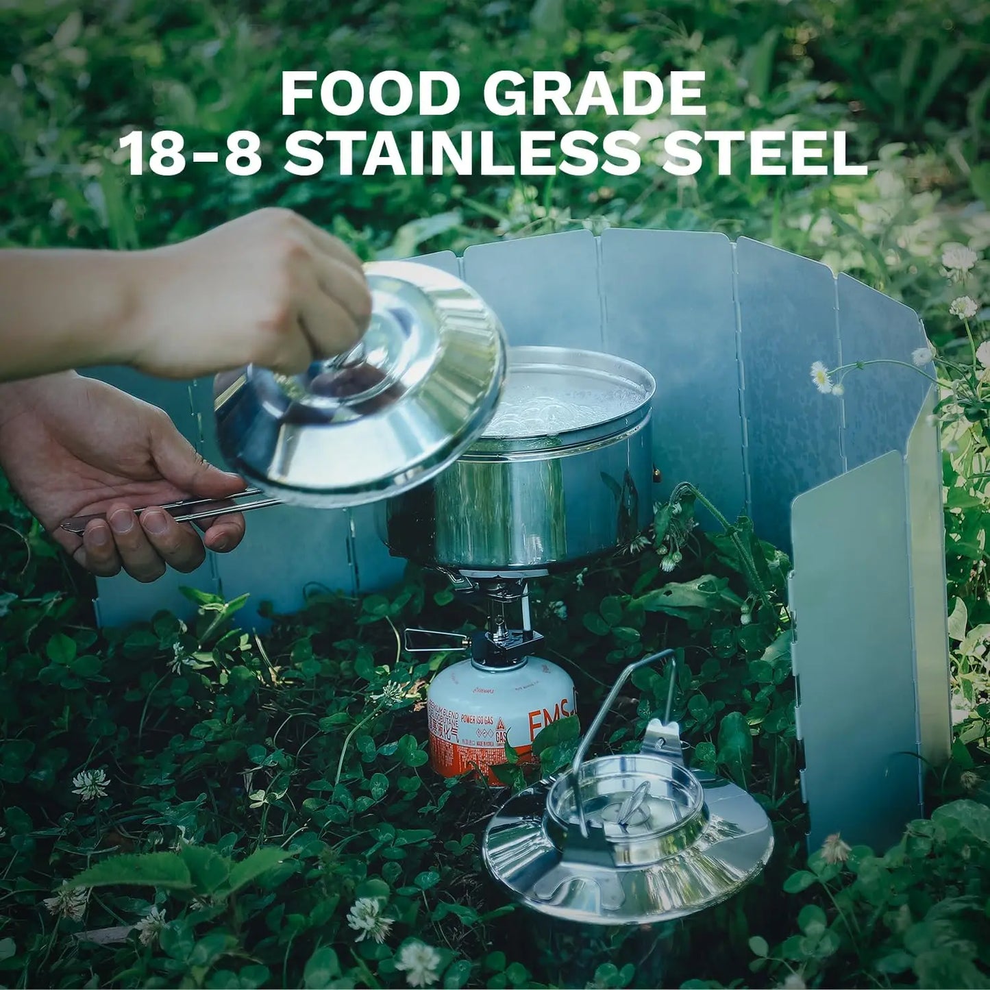 Compact Stainless Steel Camping Cookware Set - Kettle & Pot for Bushcraft, Hiking, and Outdoor Cooking