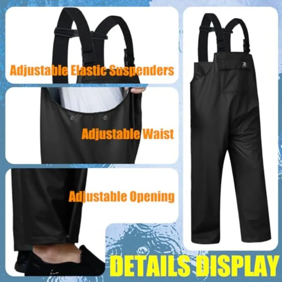 RainRider Rain Pants for Men Women Waterproof Rain Gear Bib Overalls Trousers for Fishing Hunting