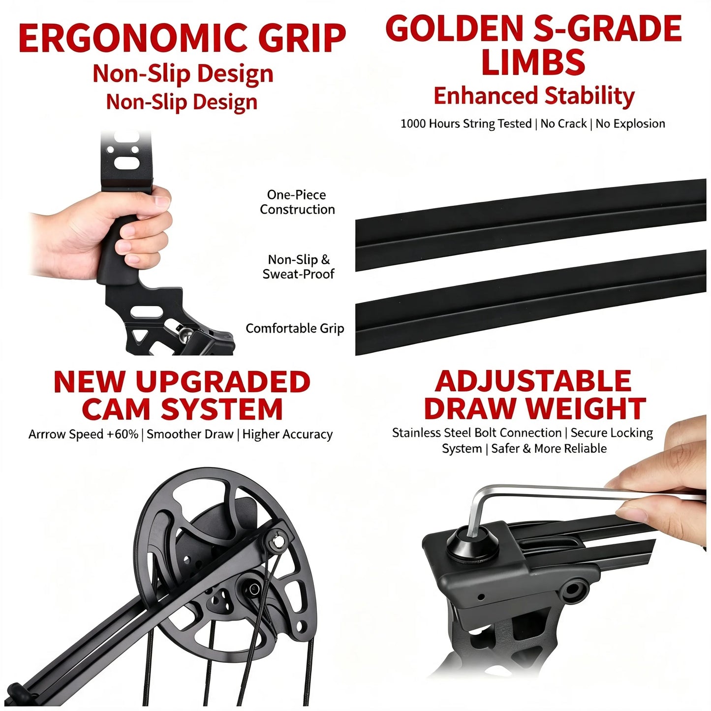 Dual Use Compound Bow Set RH 40-70Lbs Adjustable Draw Weight Aluminum Riser Complete Kit for Target Shooting Practice