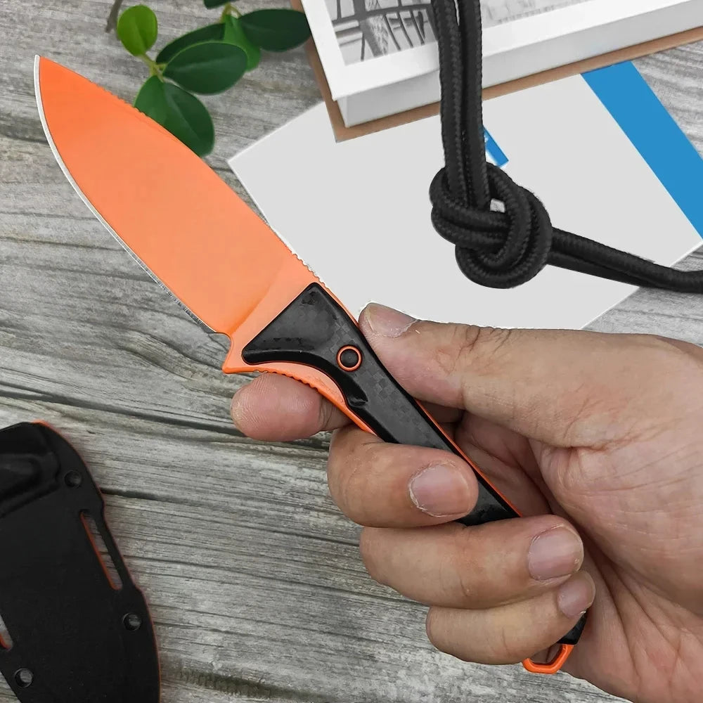 Tactical Survival Hunting Straight Knife BM 18050 CPM-MagnaCut 2.7" Stonewash Fixed Blade Knife Blue TPV Handle Cutting Tools