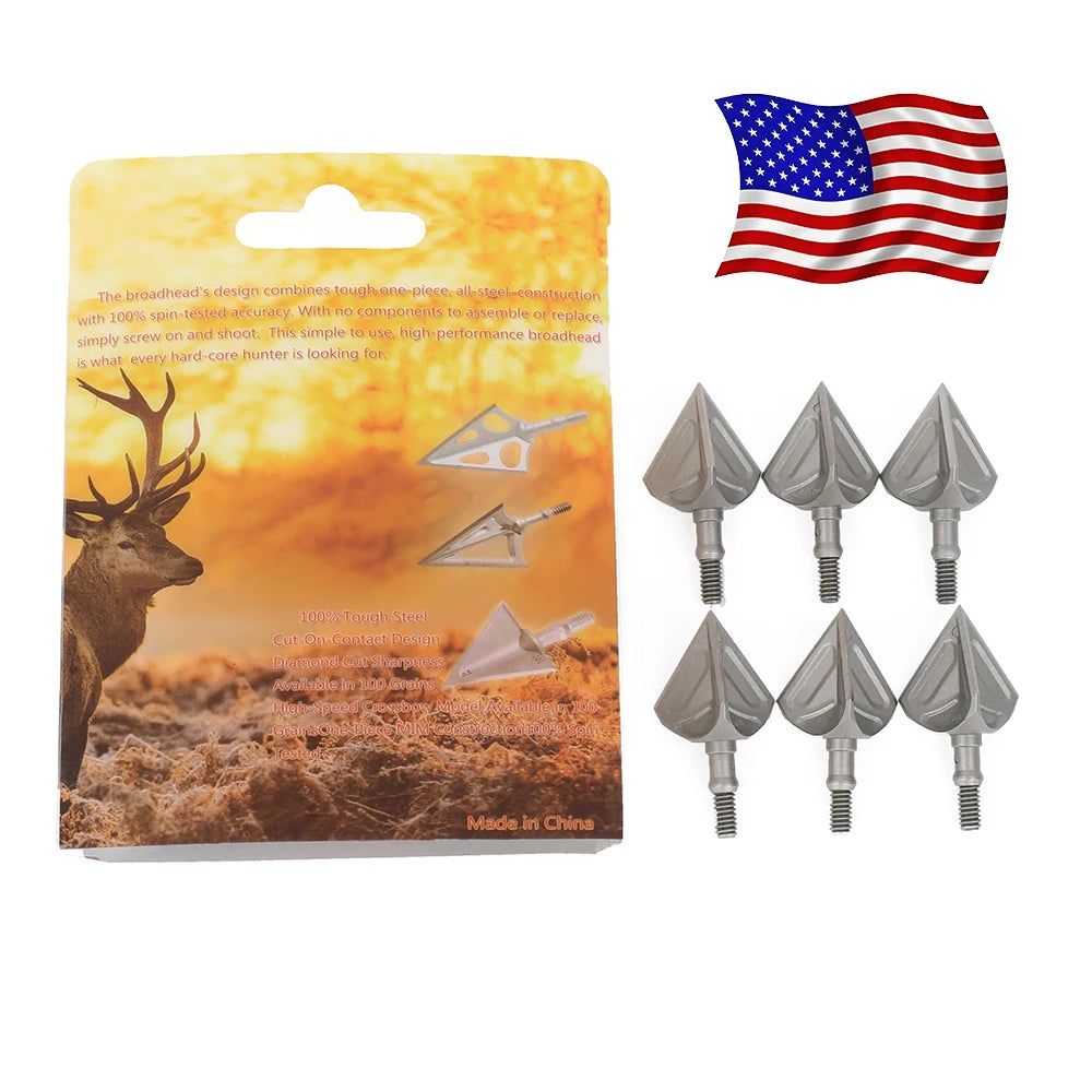 100grain Arrowhead Broadhead 6pcs Screw in Point Tips for Outdoor Bow Arrow Hunting Shooting Target Archery Accessories