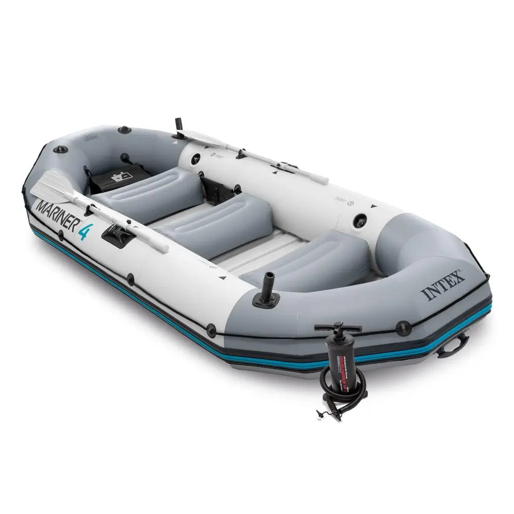Mariner Inflatable Boat Series Includes Deluxe Boat Oars and HighOutput Pump SuperTough PVC WearResistant Keel Removable Fishin