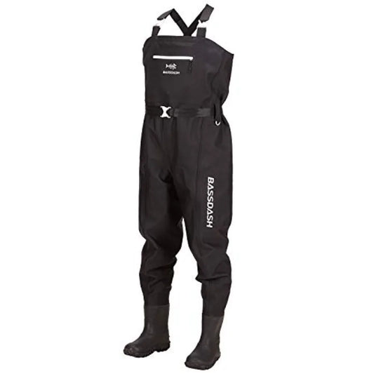 Fishing and hunting chest waders for men, ultra-high-strength nylon-PVC blend, black, 3D boot feet design for enhanced grip and