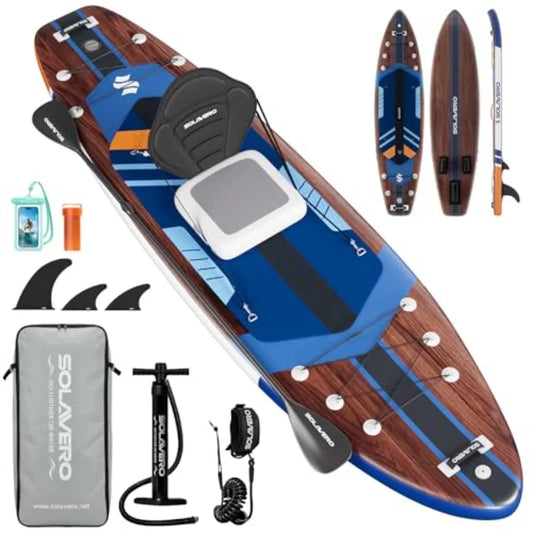 Inflatable Stand Up Paddle Board for adults and youth PVC material blue wide stable anti-slip EVA deck with premium SUP accesso