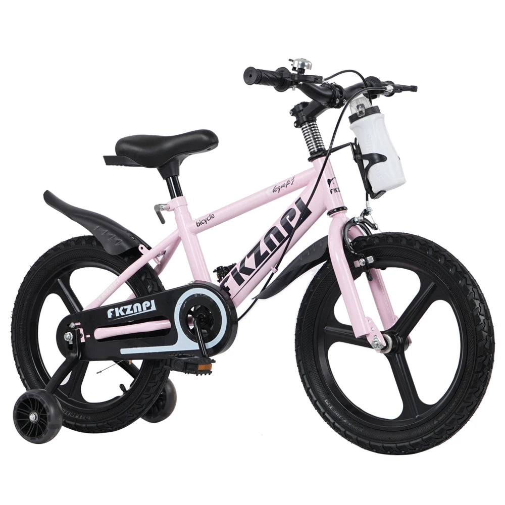 Kids Bike 18 Inch – High Carbon Steel Frame, Magnesium Alloy Wheels, Training Wheels with Night Glow, Adjustable Seat, Water Bottle – Girls & Boys Bicycle Ages 3-9, Toddler Bike