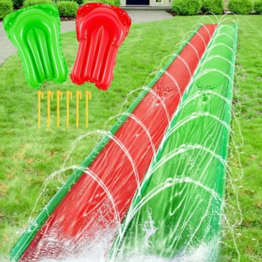 6.5 x 30ft Slip Water Slide with 2 Inflatable Bodyboards Extra Long Waterslides Tarp with Sprinkler Heavy Duty for Backyard Law