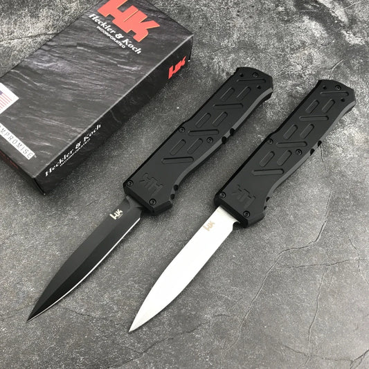 HK14850 Compact Camping Knife - D2 Steel Blade with Nylon Carry Bag, T6 Aluminum Handle Ideal Travel & Everyday Carry (EDC) Tool