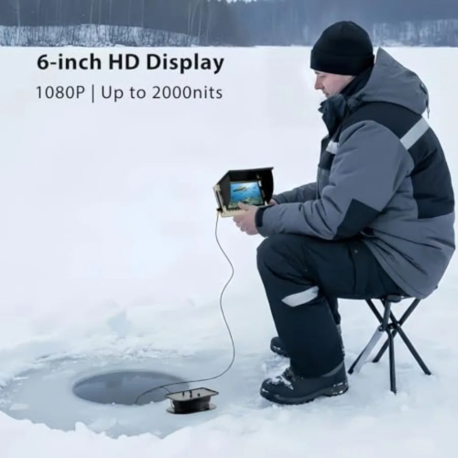 IP68 Waterproof Underwater Fishing Camera with Monitor for Ice Lake Sea Boat Kayak All-in-One Portable Fish Finder in Black wit