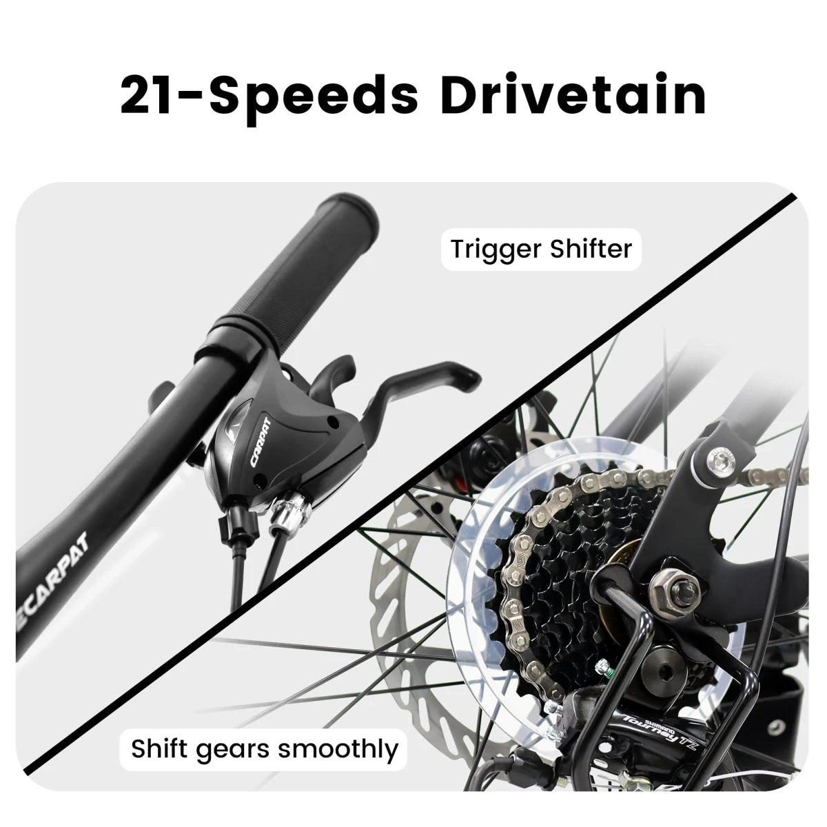 A2660 Mountain Bike 26 Inch Wheels, 21-Speed Full Suspension Mens Womens Trail Commuter City Mountain Bike, Carbon Steel Frame Disc Brakes Thumb Shifter Front Fork Rear Shock Absorber Bicycles