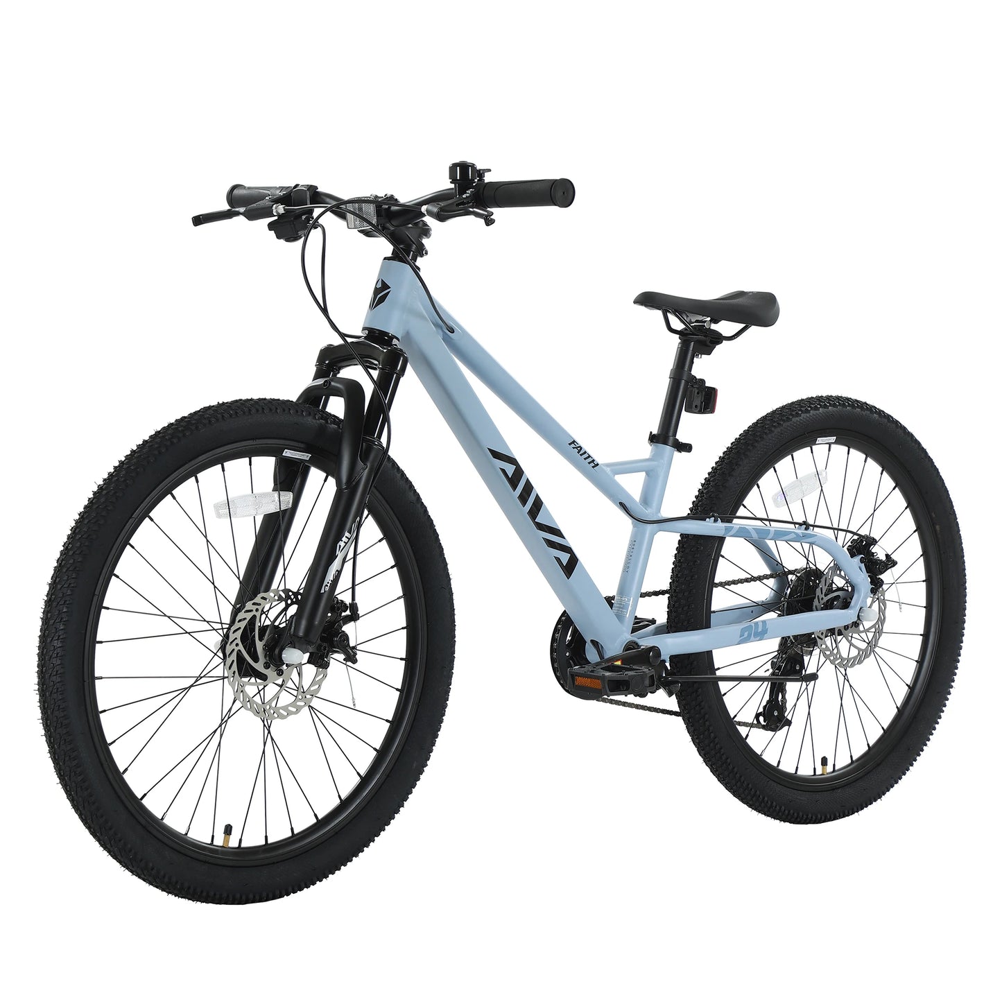AIVA FAITH24 24 Inch Hardtail Mountain Bike, 7-Speed MTB, Bicycle for Teens & Adults, Lightweight Aluminum Frame, Suspension Fork, Front & Rear Disc Brakes