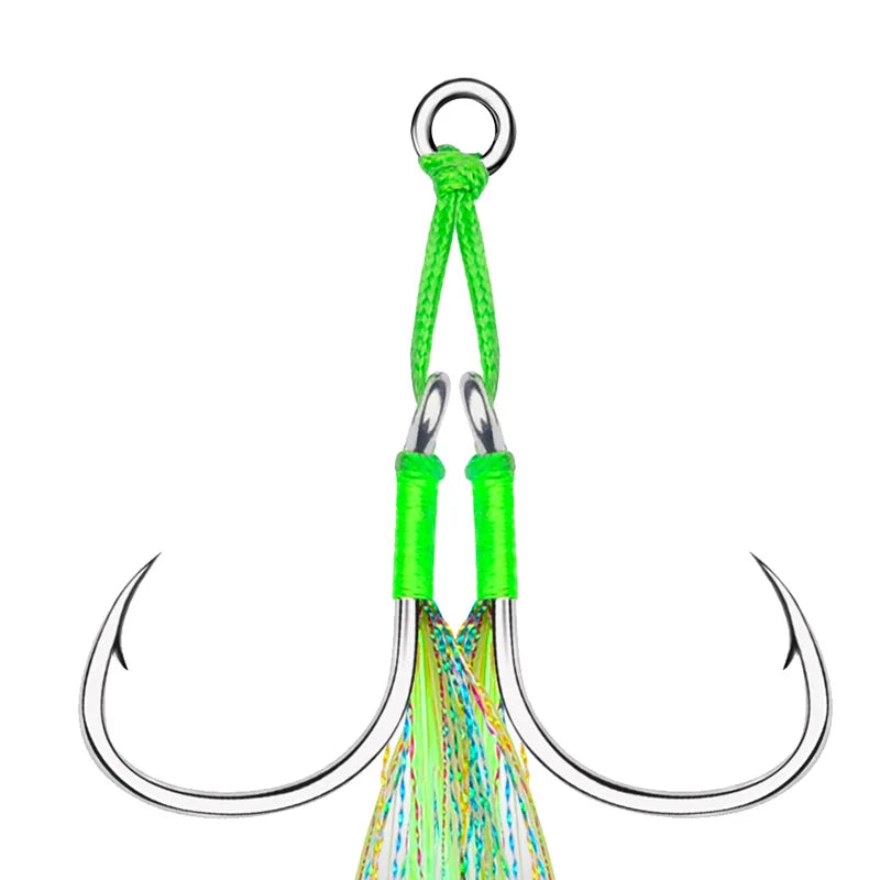 4Pcs Double Fishing Jig Assist Hook Big Game Saltwater Jigging Metal Slow Fast Fall Hooks for Vertical Jigging Lure