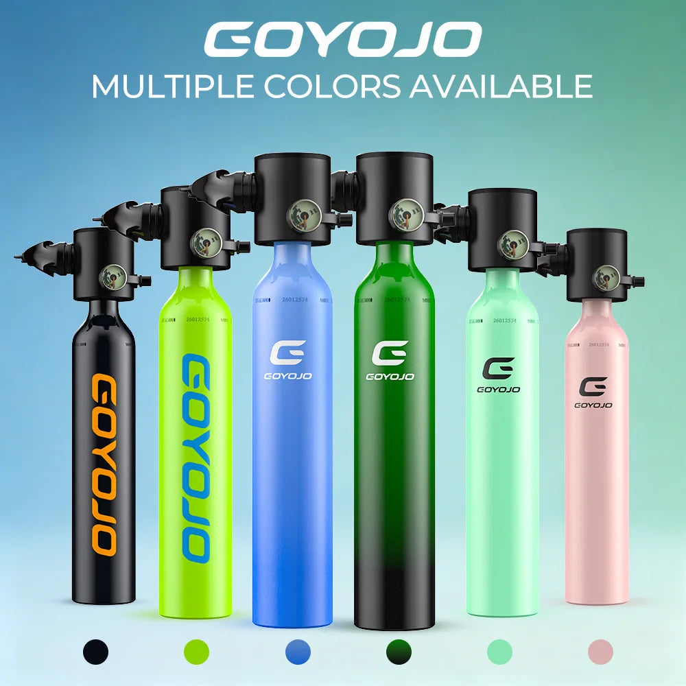 GOYOJO Mini Scuba Tank 0.5L Portable Small Diving Tank for Underwater Breathing Reusable Diving Cylinder Lung Air Tank for Emergency Rescue Boat Cleaning Backup Air Source Pony Bottle