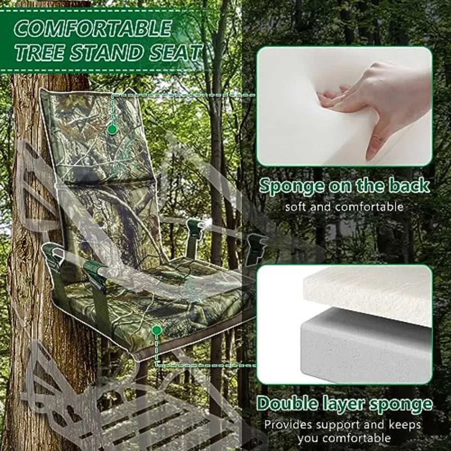 Tree Stand Seat Replacement, Adjustable Treestand Seats for Hunting, Comfortable Hunting Tree Seat Fits Climber Deer Tree Stand