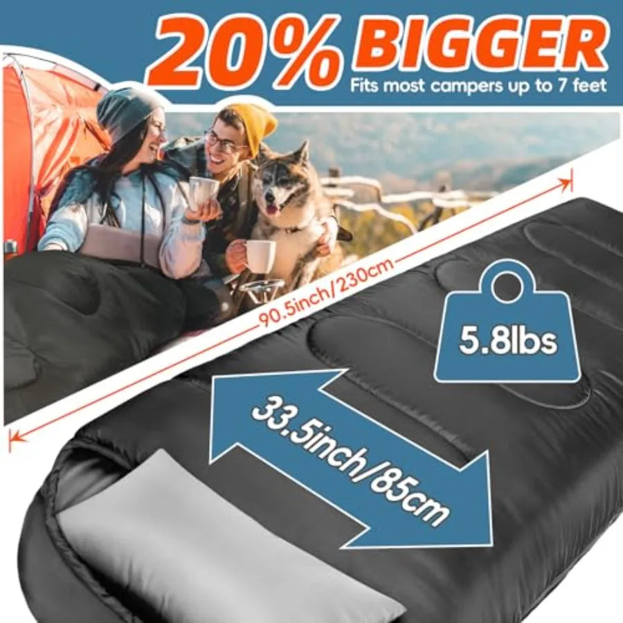 0 Degree Winter Sleeping Bag for Adults with Pillow Cold Weather Sleeping Bag for 4 Season Camping Hiking Backpacking Sleeping