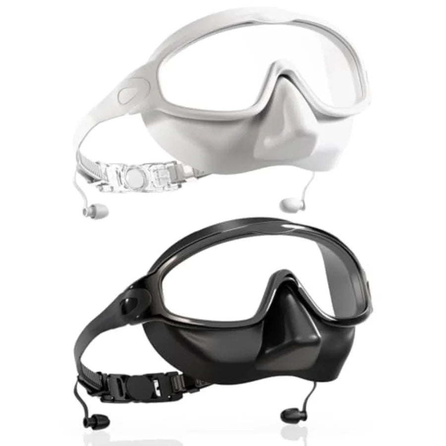 Swim Goggles with Nose Cover for Adults, 2 Pack Wide View Swimming Goggles Anti-Fog/UV No Leak for Men and Women