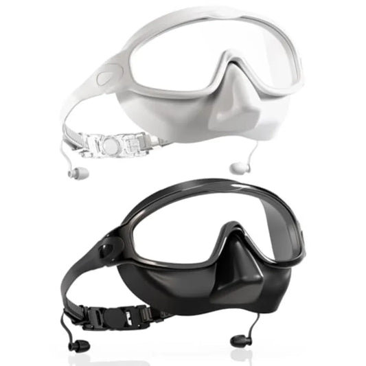 Swim Goggles with Nose Cover for Adults, 2 Pack Wide View Swimming Goggles Anti-Fog/UV No Leak for Men and Women