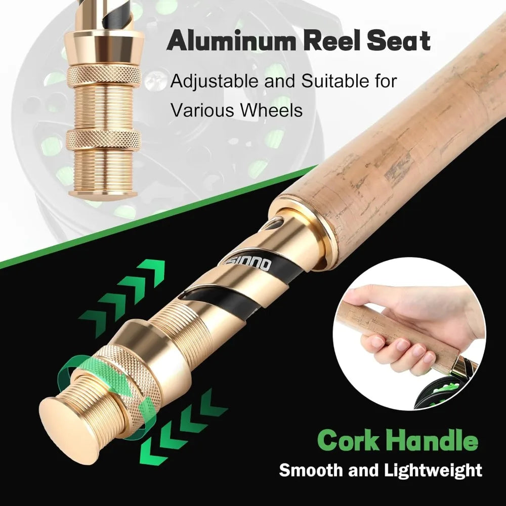 Fly Fishing Rod and Reel Combo, 4 Piece Lightweight Graphite Fly Rod 5/6 Complete Starter Package with Carrier Bag