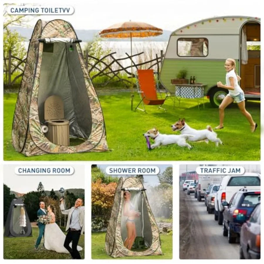 Portable Camping Toilet with Pop-Up Privacy Tent, 12-inch Toilet Seat, Outdoor Portable Folding Toilet Potty for Adults Load Ca