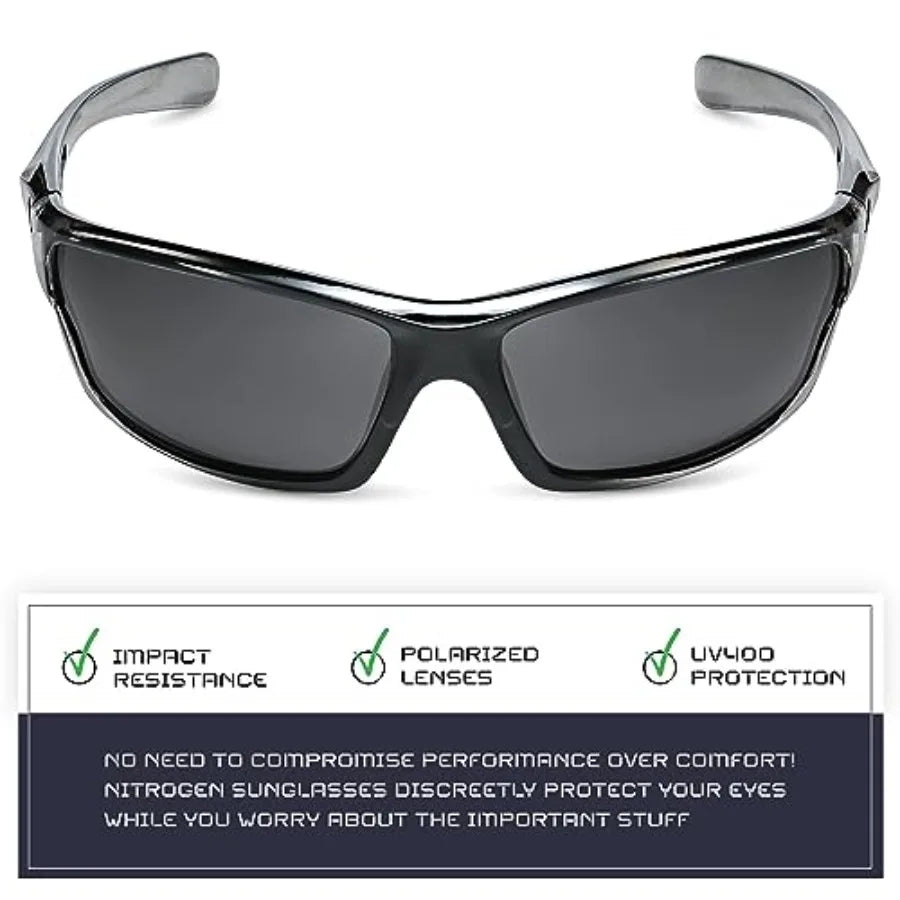 Nitrogen Polarized Wrap Around Sport Sunglasses for Men Women UV400 Driving Fishing Running Sun Glasses
