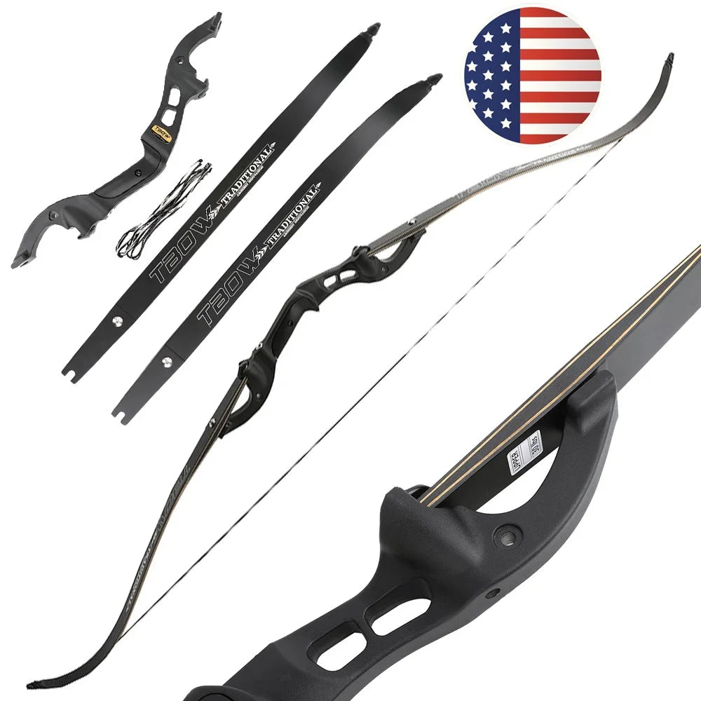 25-60lbs Recurve Bow 60 Inch Archery Bow F Interface Aluminum Alloy Bow Riser Glassfibre Bamboo Laminated Limbs Hunting Shooting