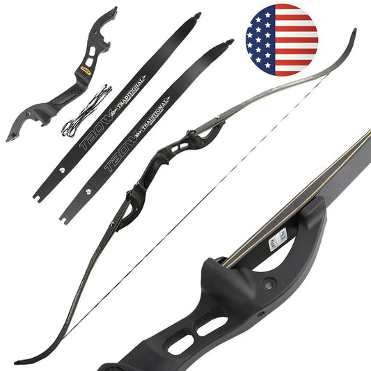25-60lbs Recurve Bow 60 Inch Archery Bow F Interface Aluminum Alloy Bow Riser Glassfibre Bamboo Laminated Limbs Hunting Shooting