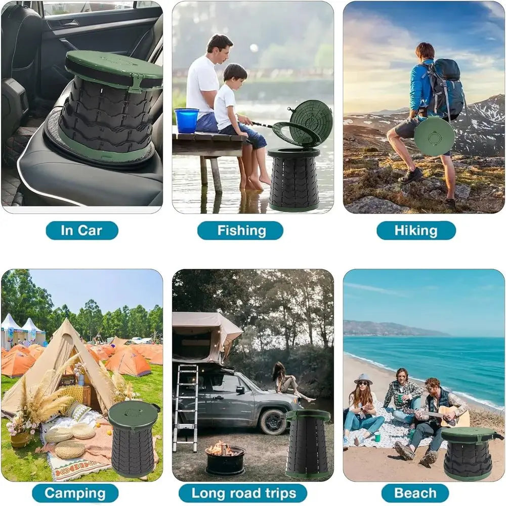 XXL Portable Toilet for Camping,880lbs Capacity,19.7" H Adjustable Outdoor Toilet with 7 Garbage Bags,Porta Potty for Adults,Col